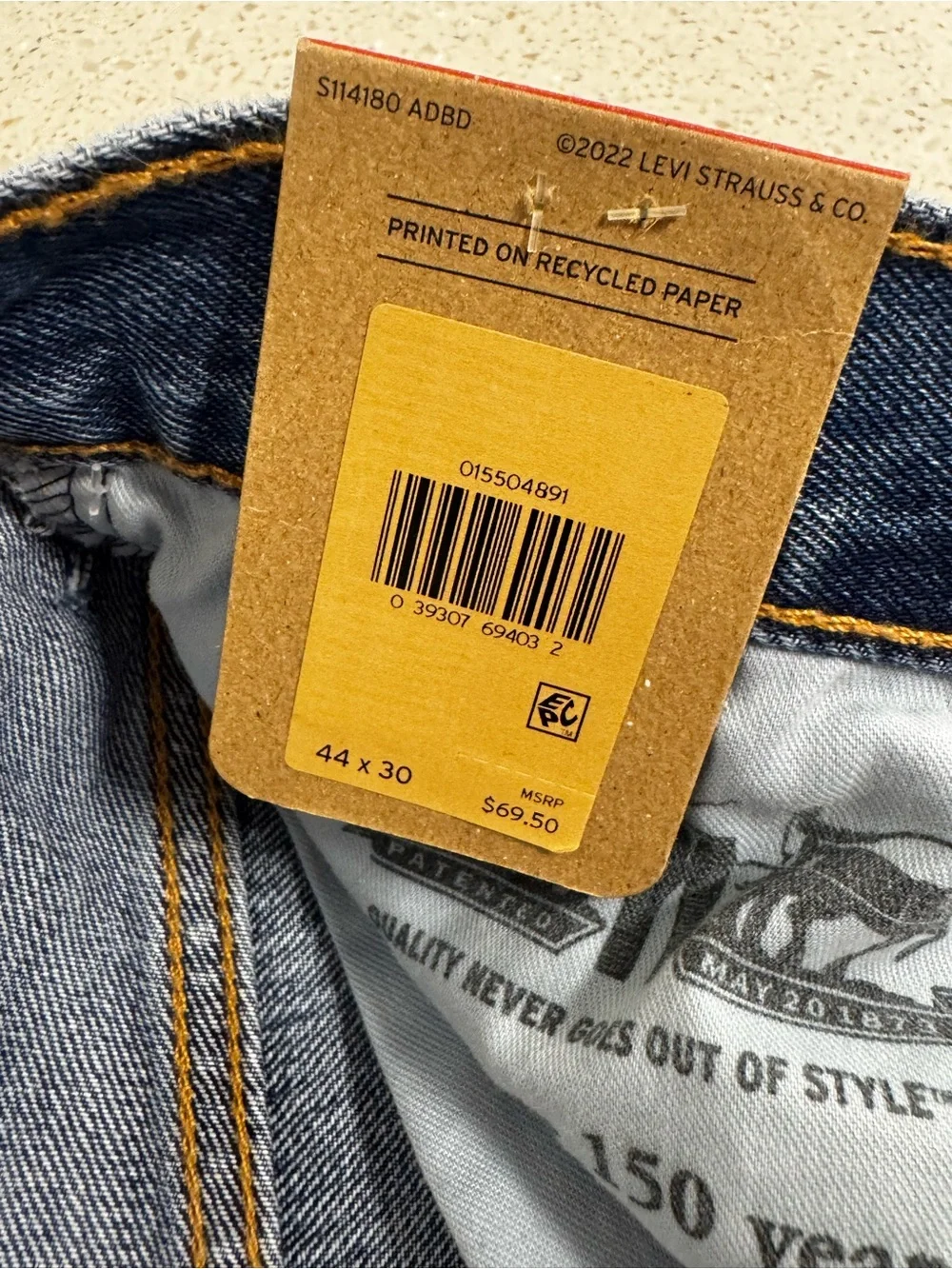 Levi’s 550 Relaxed Fit Jeans Mens 44x30 Dark Denim Tapered Leg Classic R TAB
